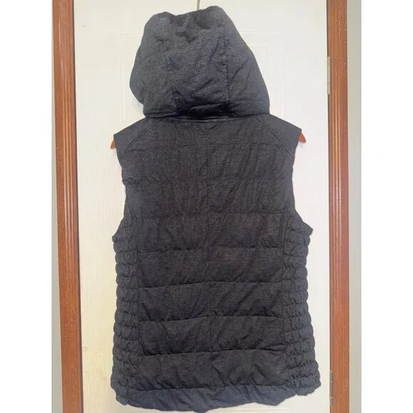 Be by Blanc Noir Black Gray Hooded Puffer Quilted Vest Size Large - Picture 3 of 13